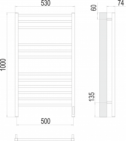 Ватикан П12 500х1000 электро Полотенцесушитель TERMINUS) крашеные Находка - фото 3