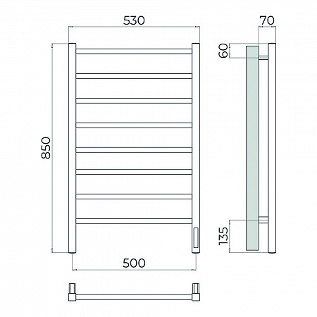 Ватикан П8 500х850 Электро Полотенцесушитель TERMINUS Оружейная сталь Находка - фото 4