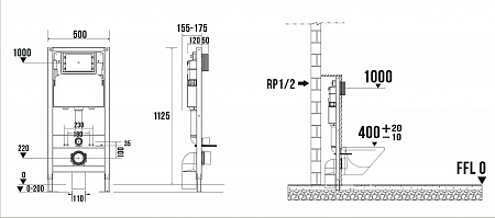 Сенсорная система инсталляции для подвесного унитаза 500х1125 (3 в 1) Terminus Находка - фото 9