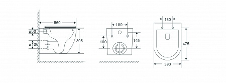 Подвесной унитаз безободковый Terminus Енисей Монолит 560х390 белый Находка - фото 8