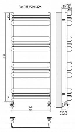 Арт П18 500х1200 Полотенцесушитель  TERMINUS Находка - фото 3