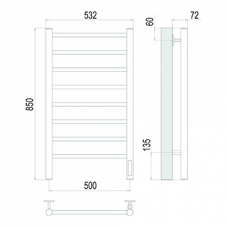 Аврора П8 500х850 Электро Полотенцесушитель TERMINUS Золото Находка - фото 4 Аврора П8 500х850 Электро Полотенцесушитель TERMINUS Золото Находка - фото 4