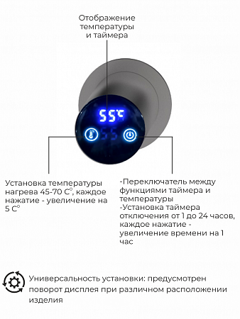 Рондо П2 350х760 электро Полотенцесушитель TERMINUS Оружейная сталь Находка - фото 5