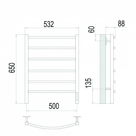 Классик П6 500х650 Электро Полотенцесушитель TERMINUS Сатин Находка - фото 4