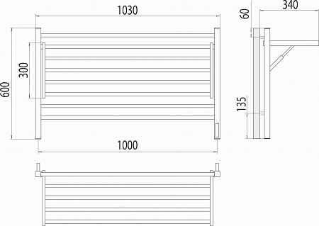Горизонт П8 1000х600 электро КС ЧЕРНЫЙ МУАР (sensor quick touch) Полотенцесушитель TERMINUS Находка - фото 5
