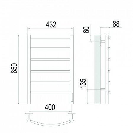 Классик П6 400х650 Электро Полотенцесушитель TERMINUS Сатин Находка - фото 4 Классик П6 400х650 Электро Полотенцесушитель TERMINUS Сатин Находка - фото 4